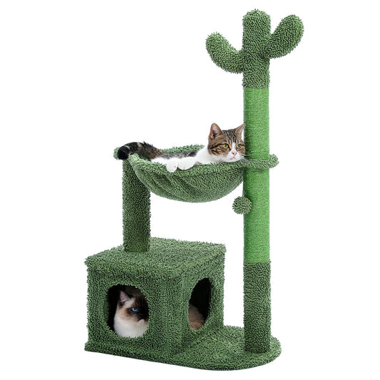 Arbre à chat design cactus vert avec hamac 1m02