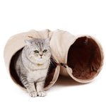 Tunnel XXL beige en tissu durable pour chat - Vignette | Arbre à Chats