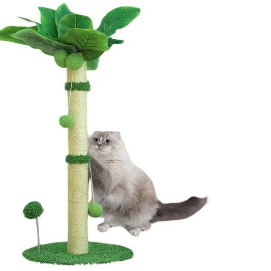 Arbre à chat vert et beige design palmier