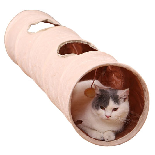 Tunnel XXL beige en tissu durable pour chat