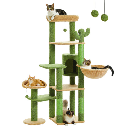 Arbre à chat XXL design cactus vert 1m50