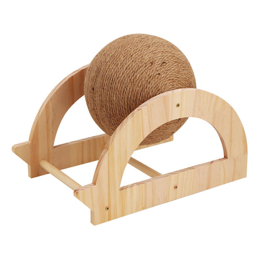 Boule griffoir en sisal sur demi-cercle en bois