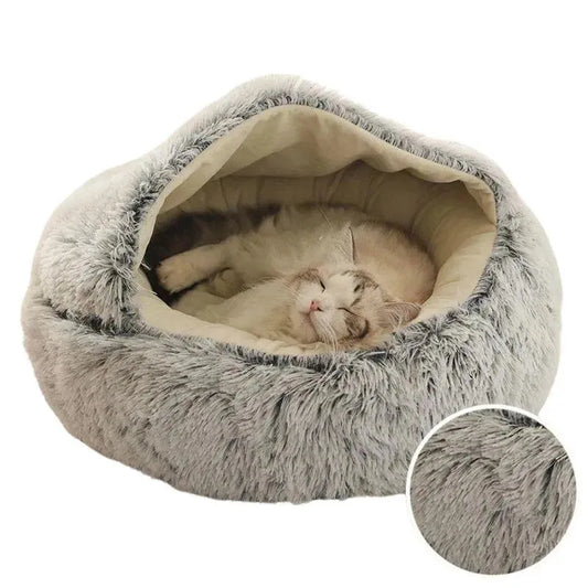 Coussin lit duvet gris en peluche poils courts