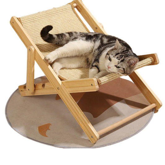 Hamac chaise réglable en bois et sisal pour chat